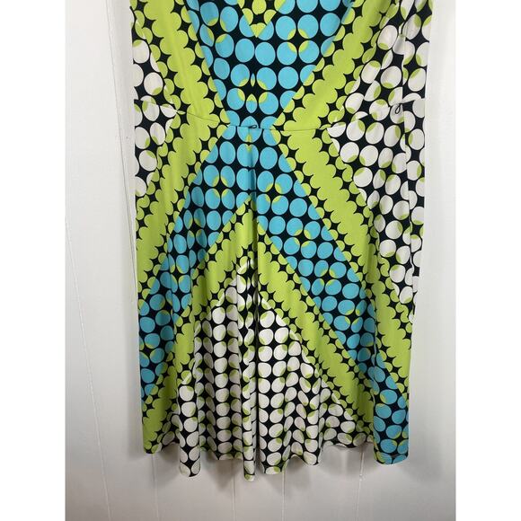 Maggy London Abstract Artsy Midi Dress Liquid Knit Green Blue Fairy Y2K Spring - Picture 2 of 10